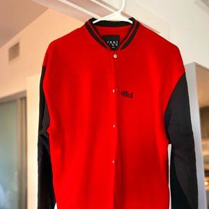 Men's Red & Black Fleece Varsity Jacket